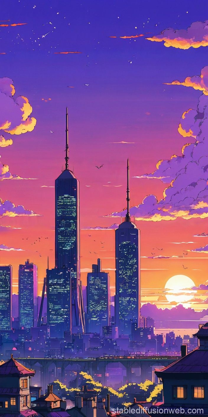 704x1408 Lavender Town Sunset 2000s. Stable Diffusion Online