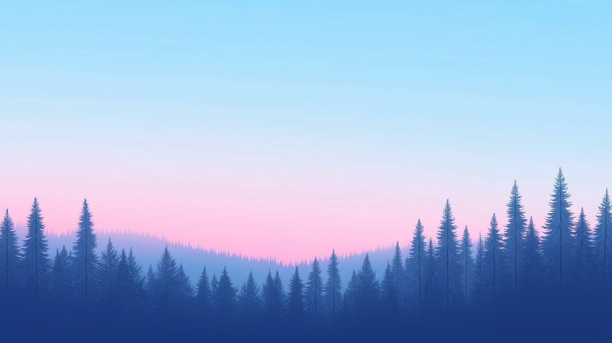 1200x673 Mist Forest Horizon Mural Wallpaper. Dreamy Pastel Skyline