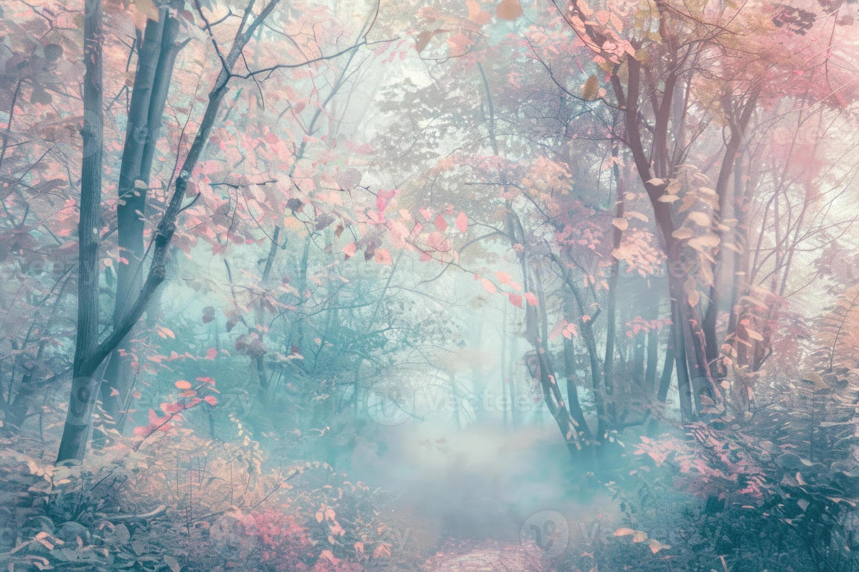 2940x1960 A Pastel Toned Forest With Soft, Misty Light
