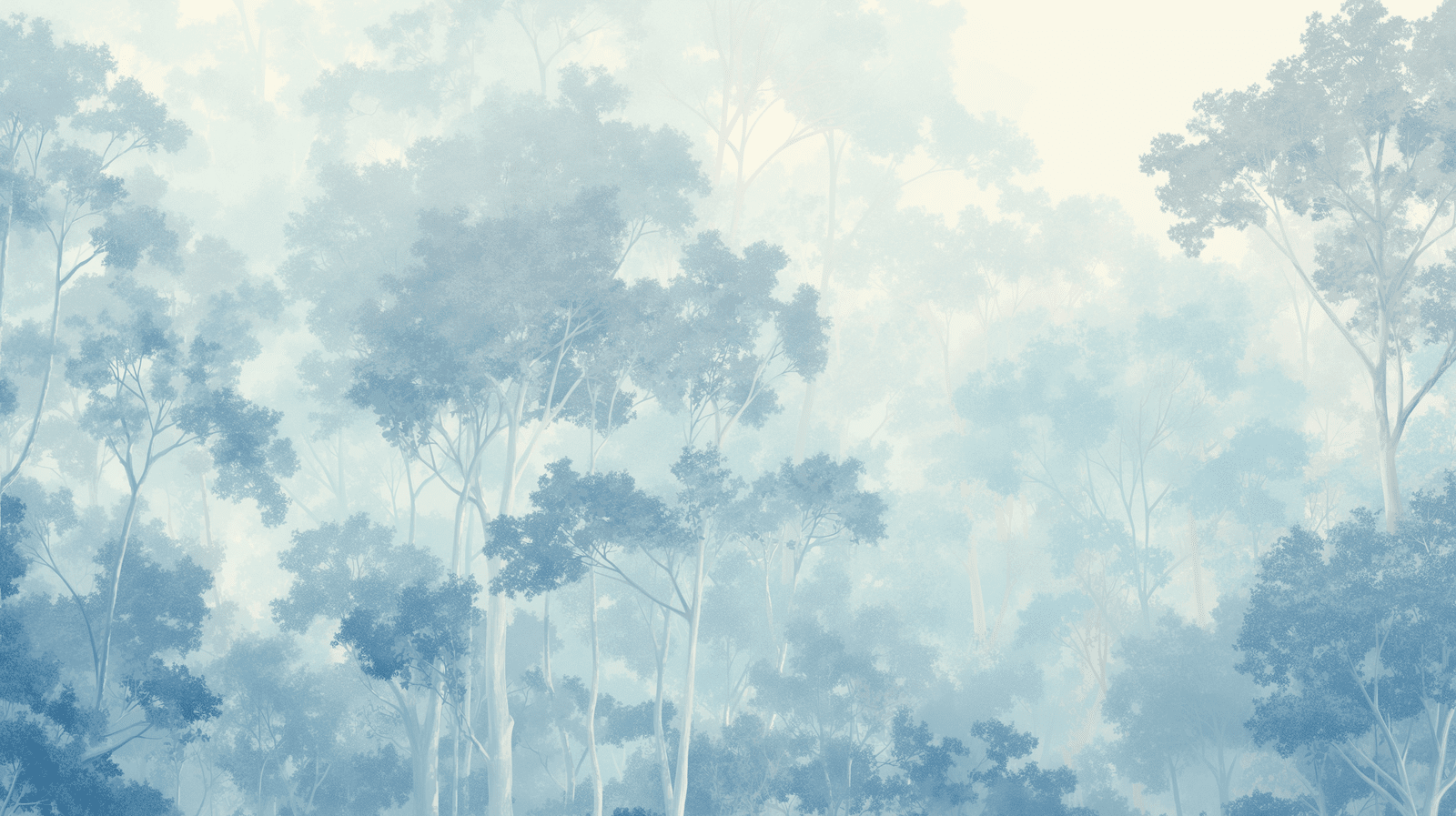 1600x897 Forest Mural Wallpaper. Gray and Pastel Blue