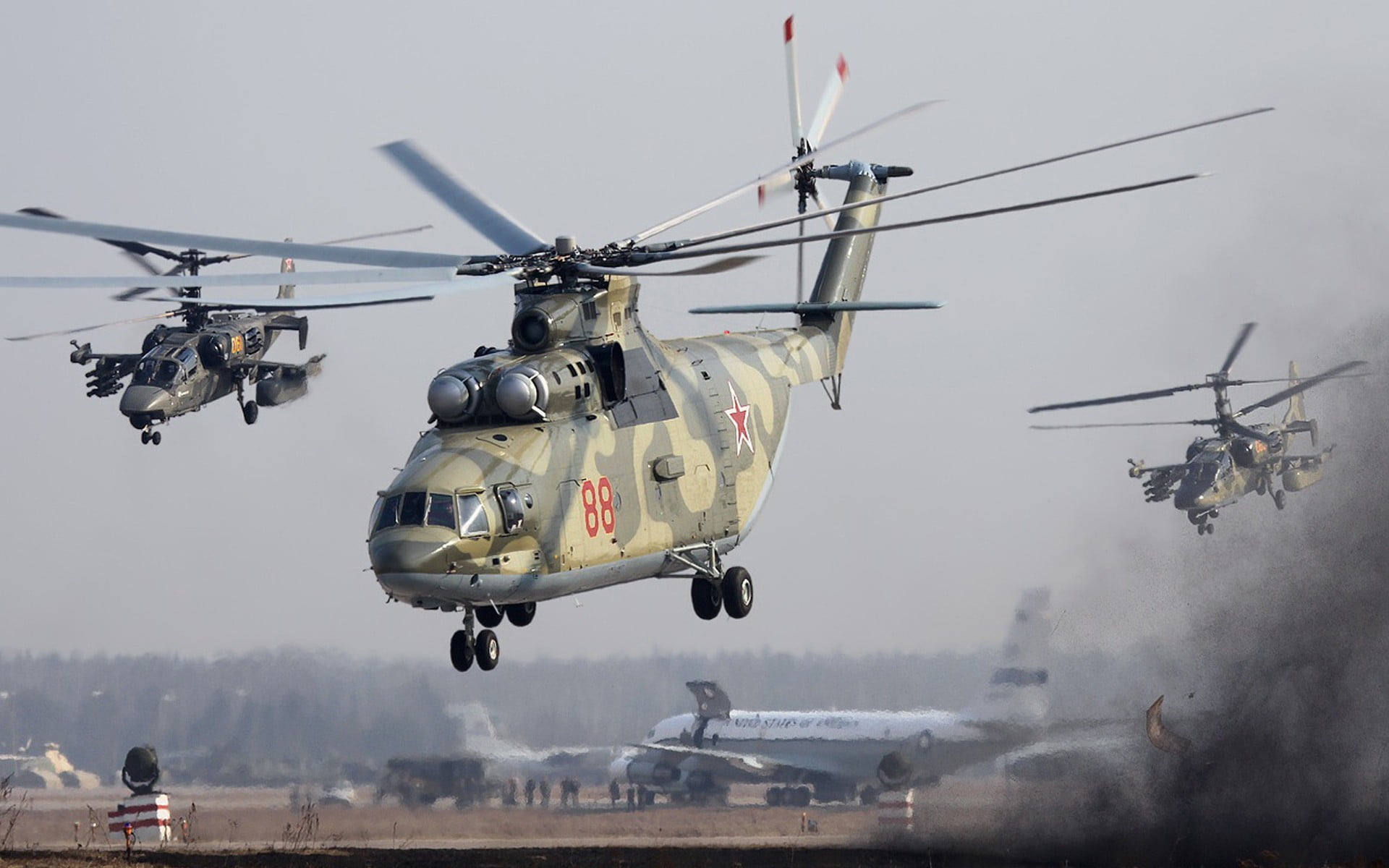 1920x1200 Black And Gray Compound Bow, Helicopters, Military Aircraft, Kamov Ka 52 Black Shark, Mil Mi 23 HD Wallpaper