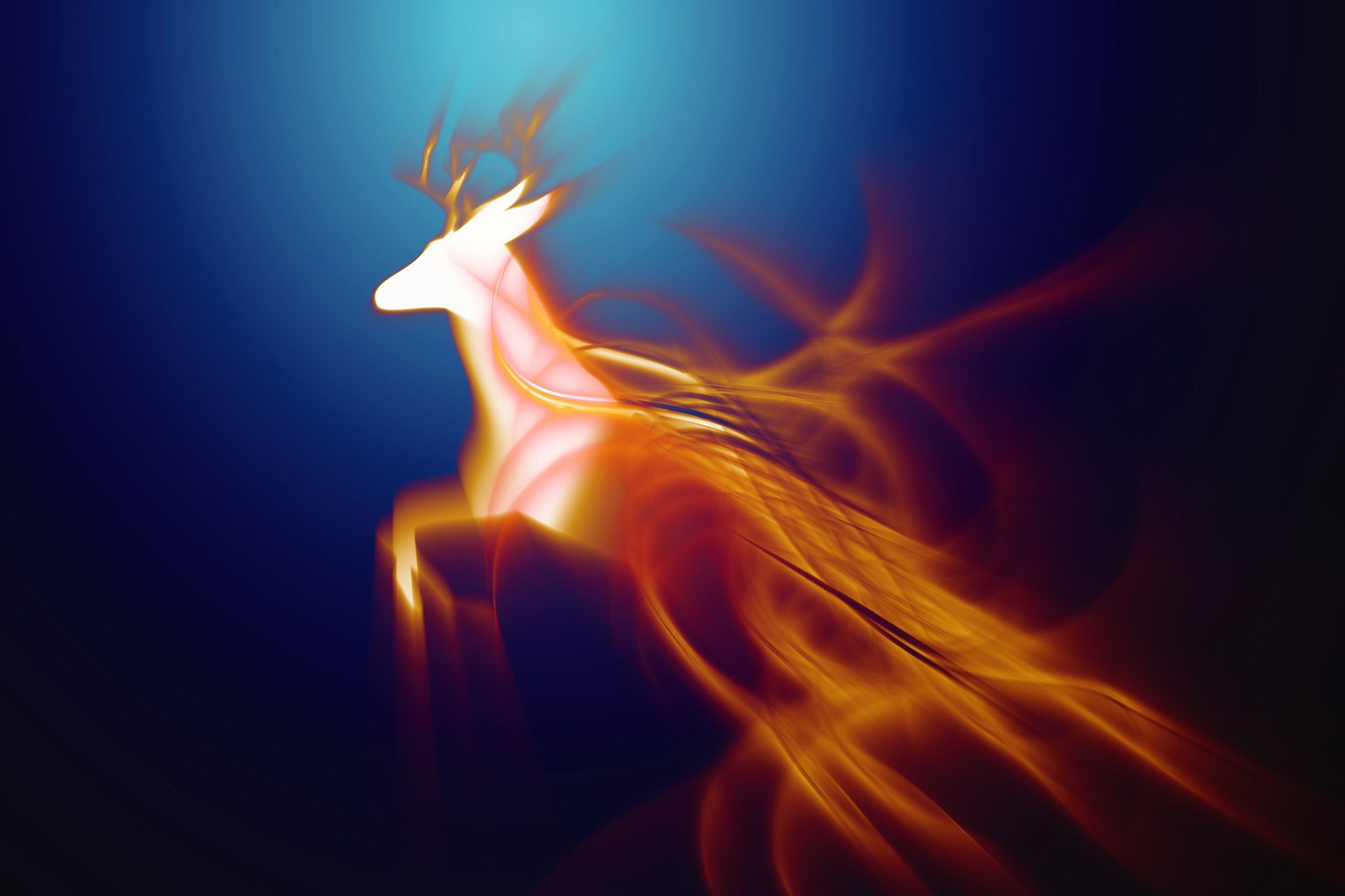 1920x1280 Download free photo of Abstraction, fire, heat, deer, jump