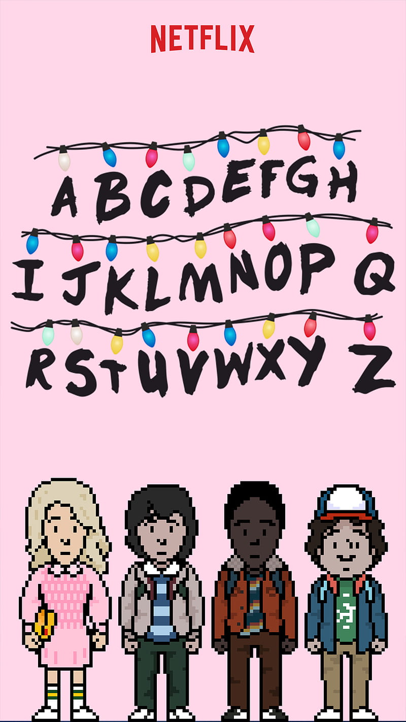 800x1422 Stranger Things, alphabet, boys, girls, netflix, netflix and chill, pink, HD phone wallpaper