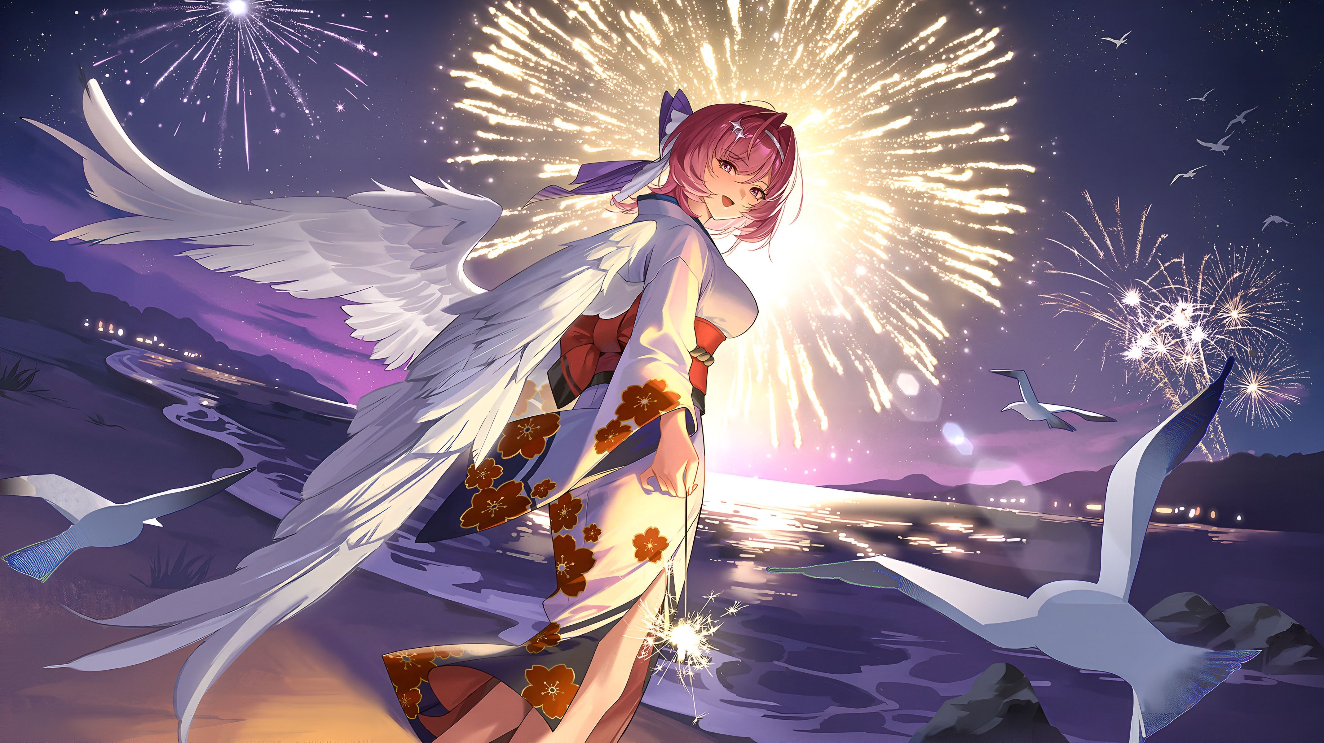4272x2400 Remielle Dan Fireworks Night Wallpaper
