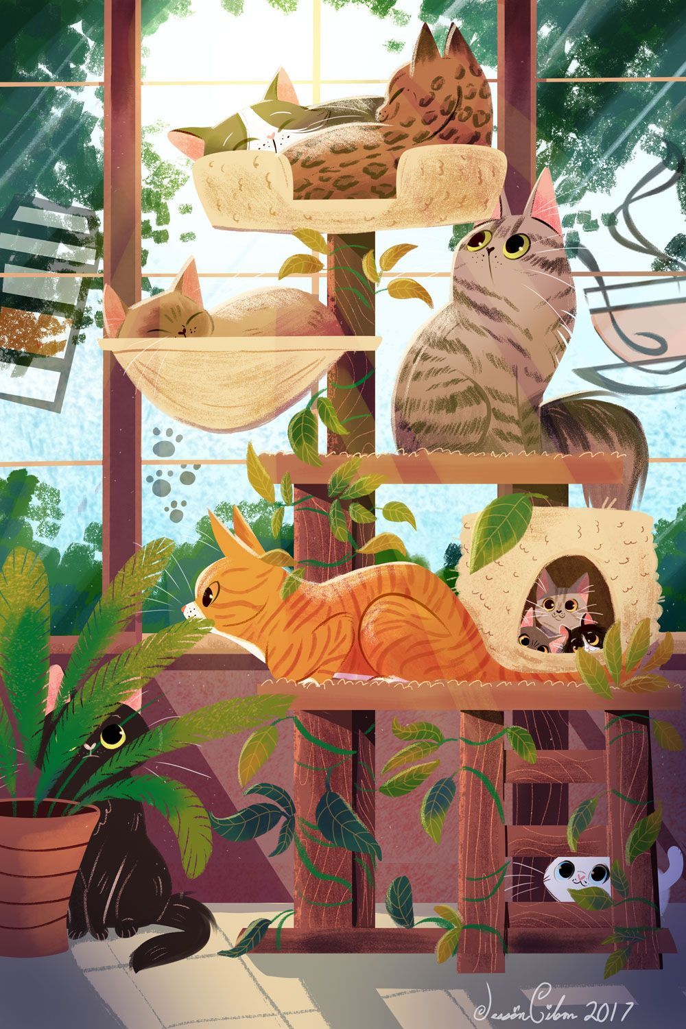 1000x1500 Cat Cafe Wallpaper