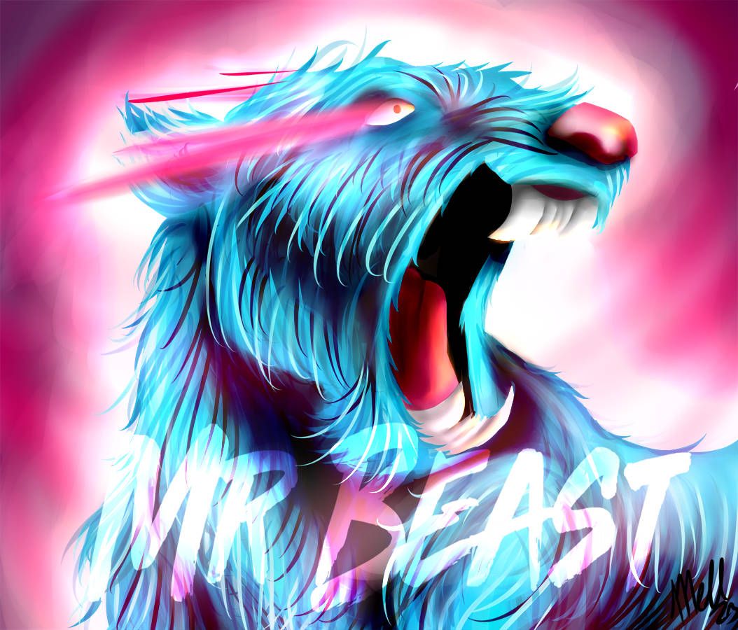 1054x900 Download Eye Catching Mr. Beast Logo In Vivid Magenta Wallpaper