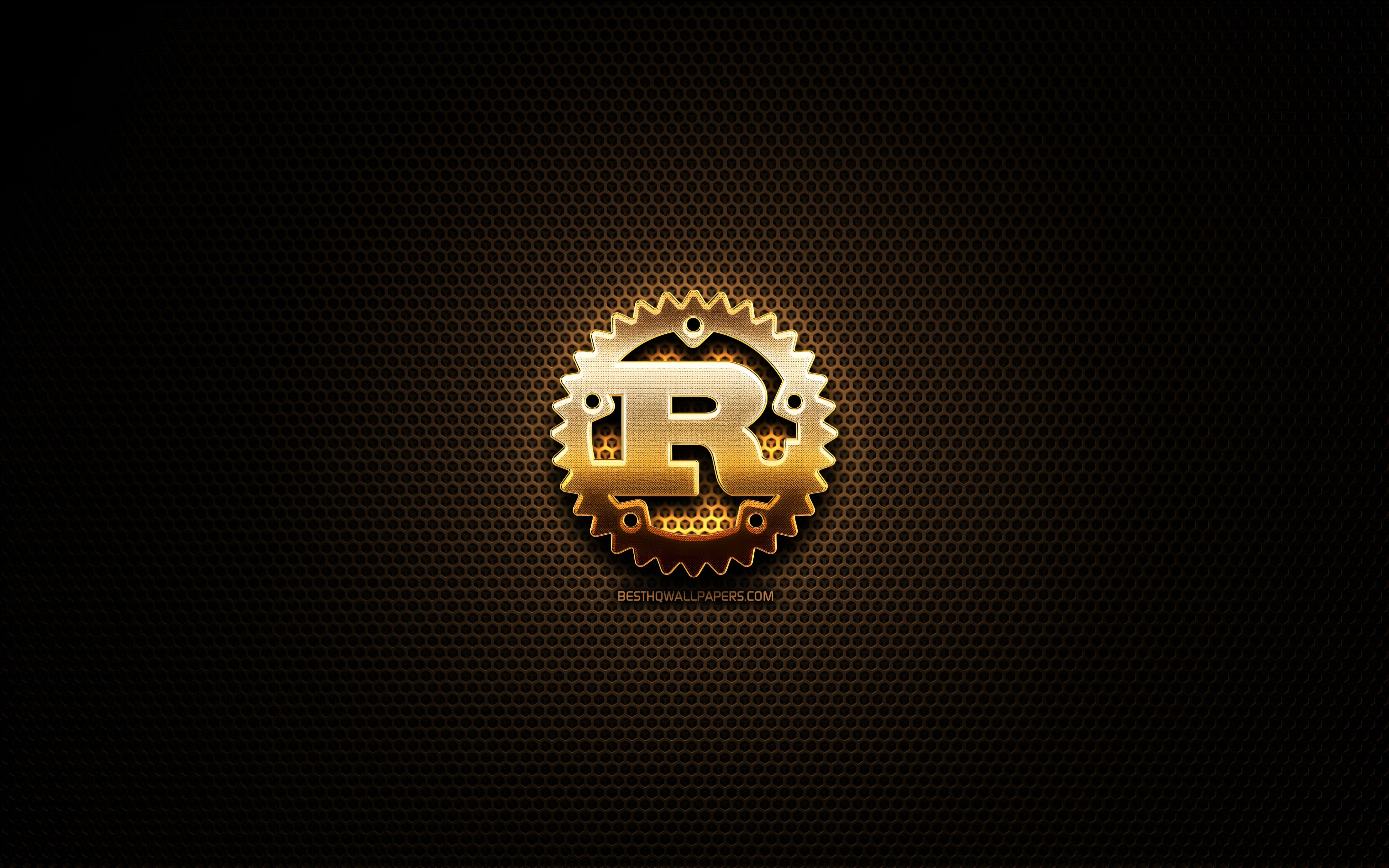 4320x2700 Rust Programming Language Golden Logo 4K Wallpaperx2700