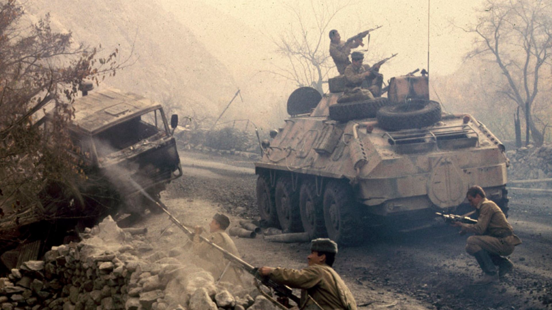 1920x1080 Wallpaper Afghan war, Afgan, BTR- USSR, hero, military, shootout, soldiers for mobile and desktop, section оружие, resolution 1920x1080