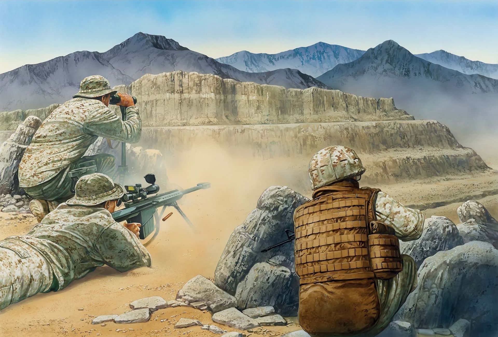 1920x1301 Wallpaper mountains, weapons Full HD for phone and desktop