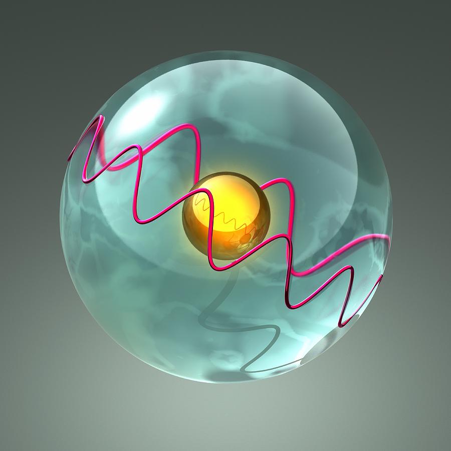 900x900 Helium Atom, Artwork by Laguna Design / Science Photo Library