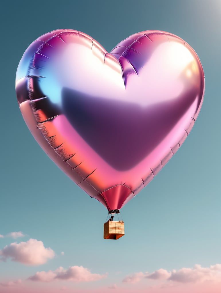 771x1024 Premium Free ai Image. Love Soars in Holographic Balloon
