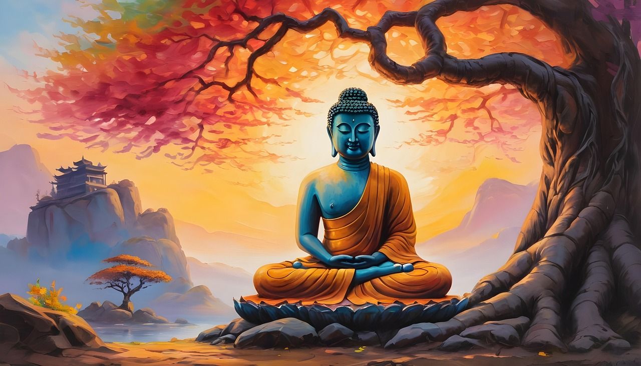 1280x731 Download Ai Generated Buddha Meditation. Royalty Free Stock Illustration Image