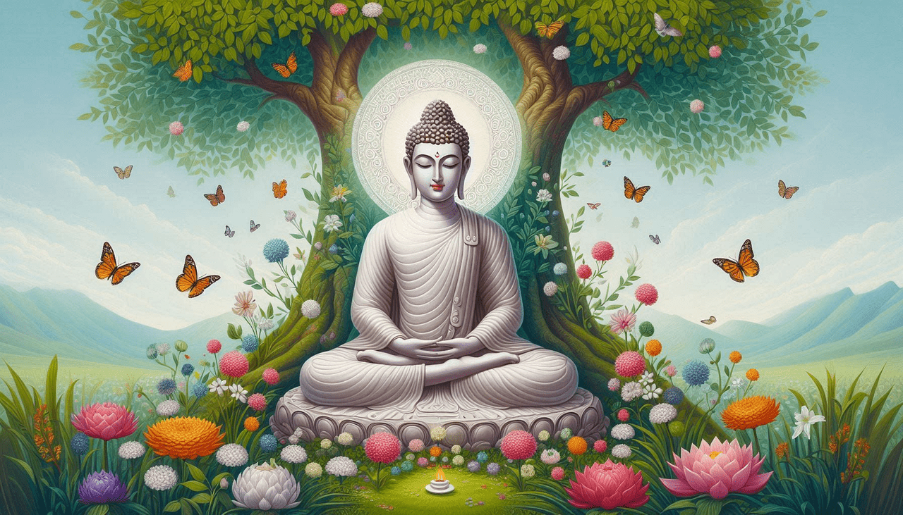 1280x731 Download Ai Generated Gautam Buddha. Royalty Free Stock Illustration Image
