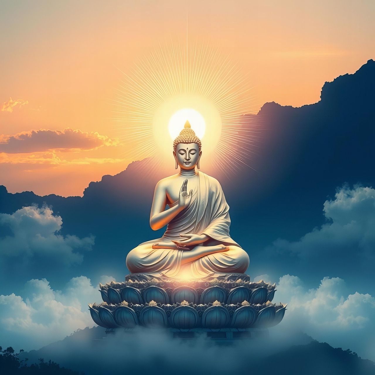 1280x1280 Download Buddha Monk Buddhism. Royalty Free Stock Illustration Image