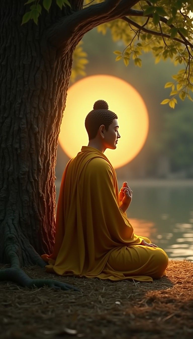 768x1344 Ancient Buddha Meditating under the Bodhi Tree. Stable Diffusion Online