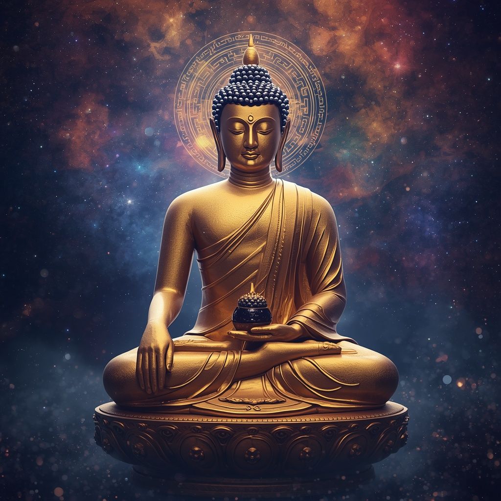 1024x1024 give advanced ai image buddha including gods