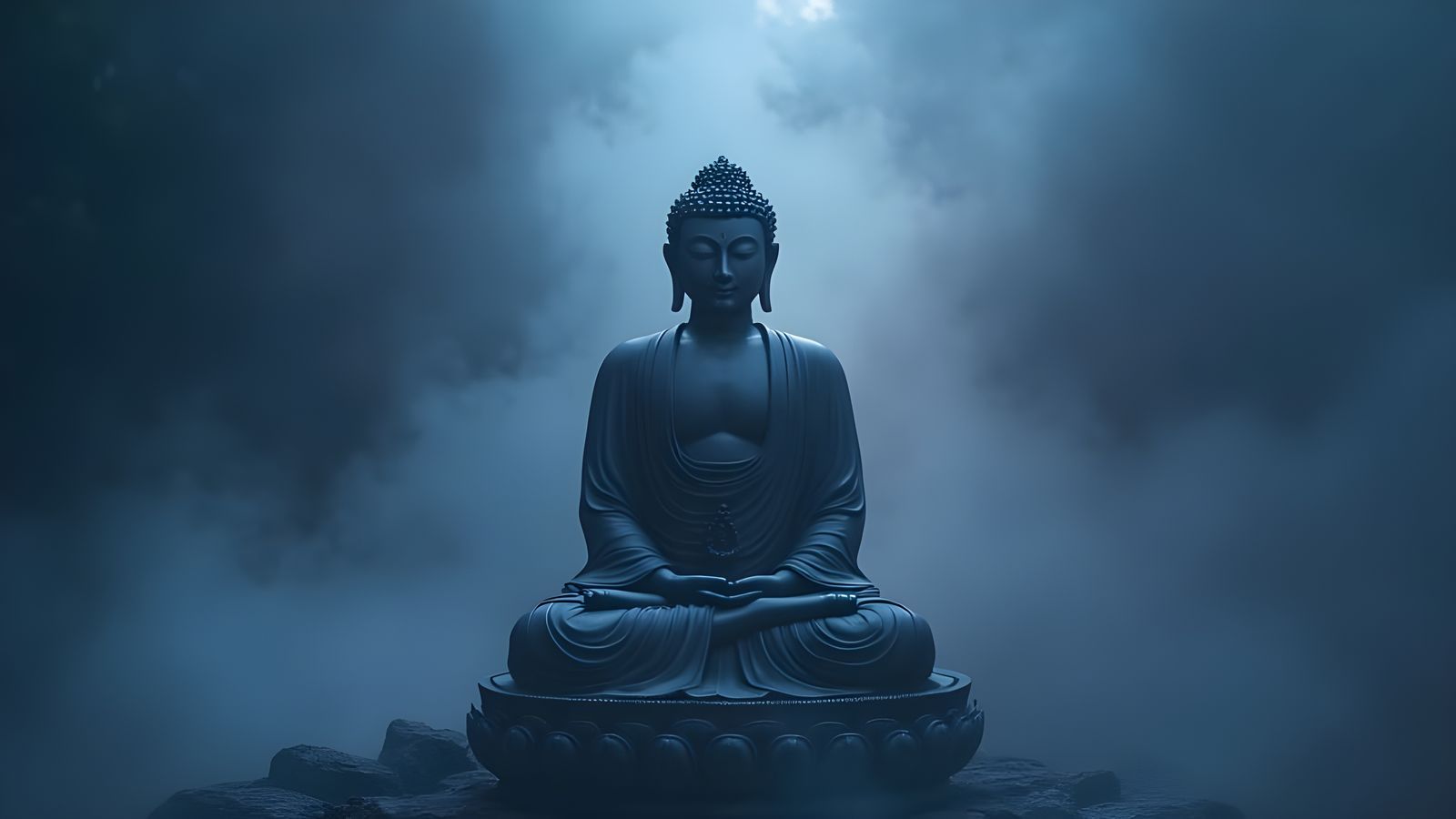 1600x900 Mystical Buddha Maitreya in Dark Digital Realm