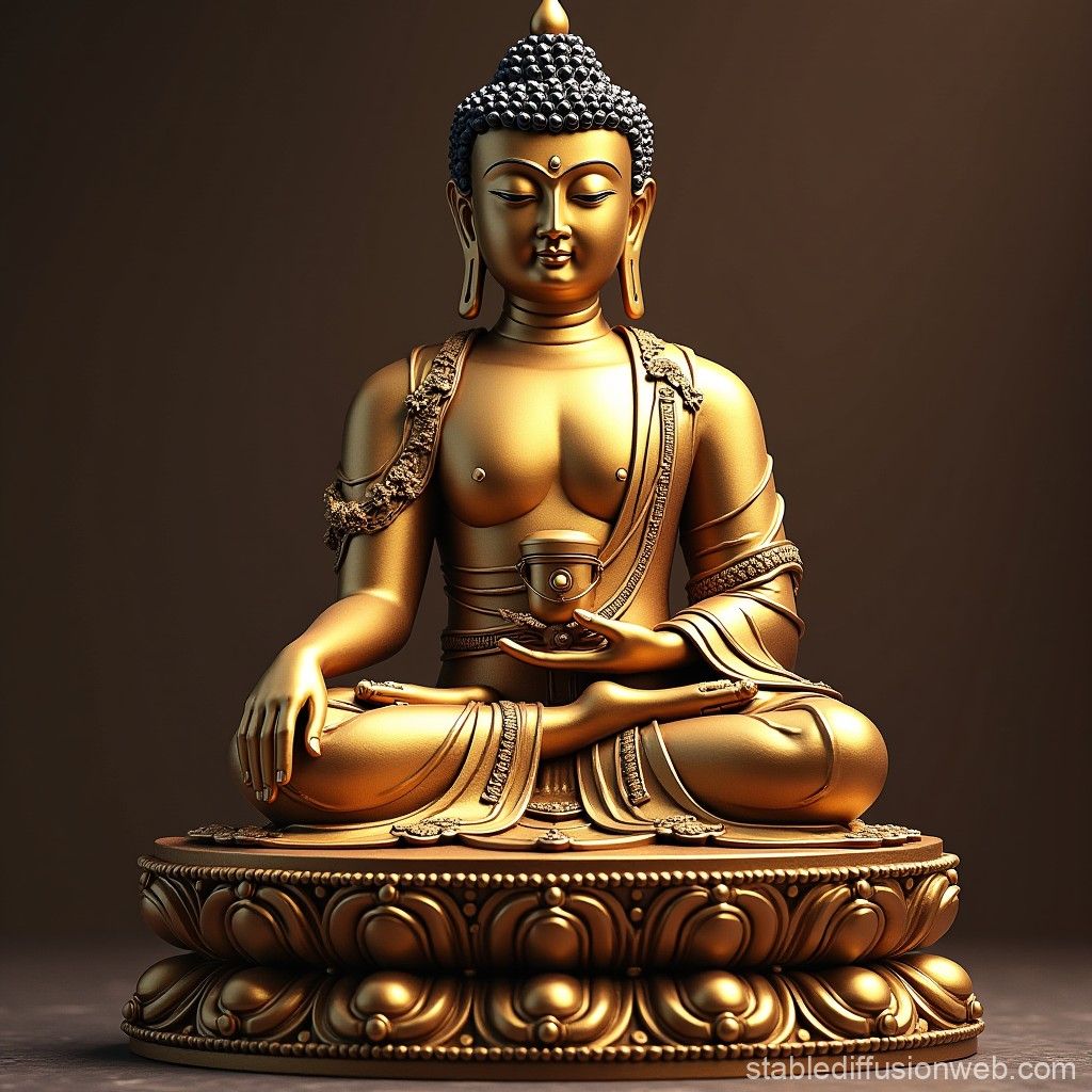 1024x1024 Digital Buddha AI Image. Stable Diffusion Online