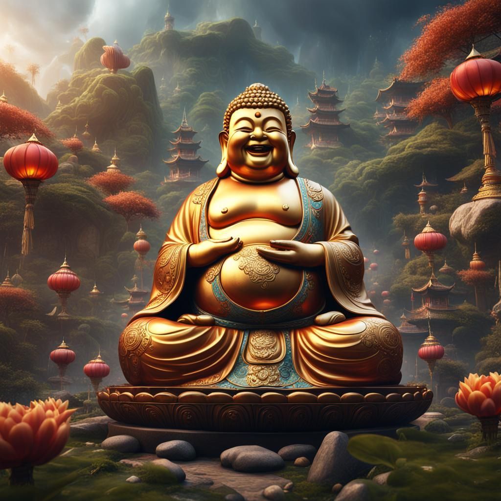 1024x1024 Laughing Buddha: Luck, Joy, and Abundance