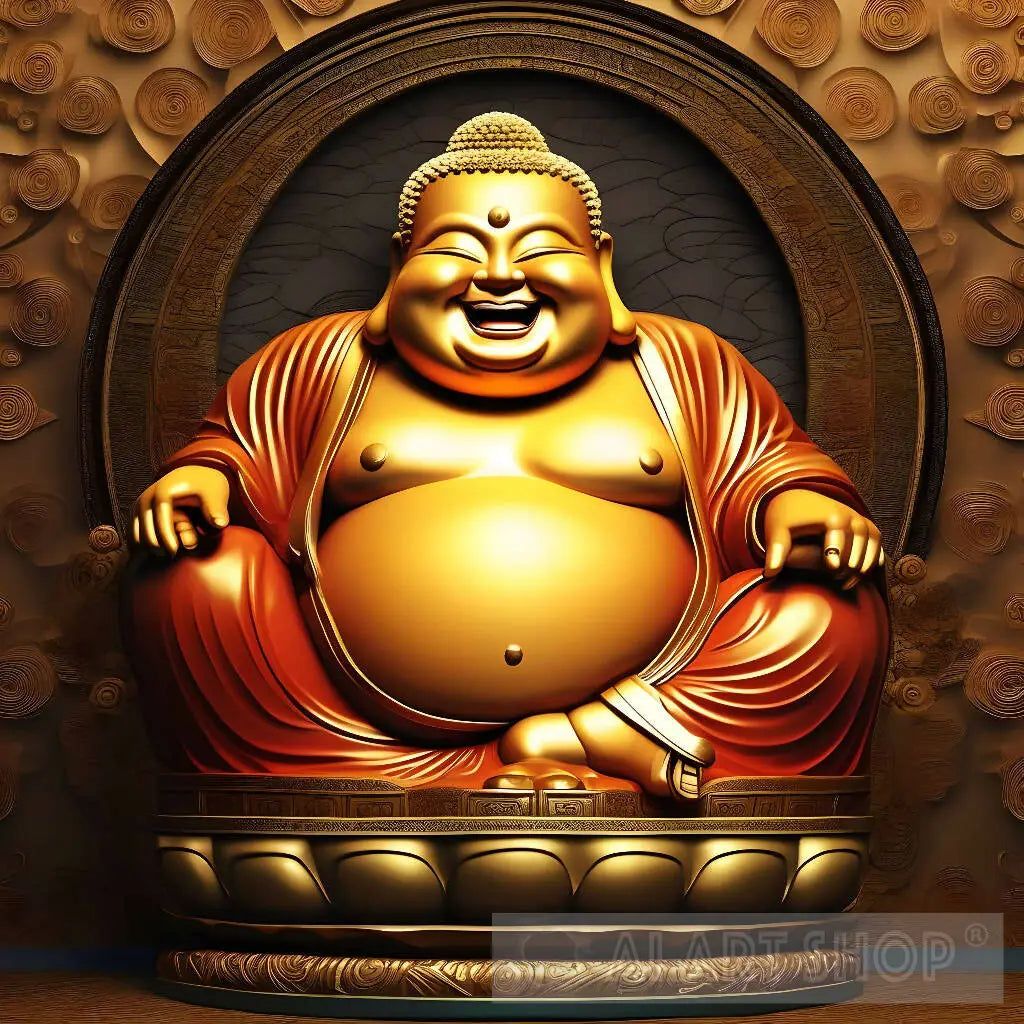 1024x1024 GOLD SITTING LAUGHING BUDDHa