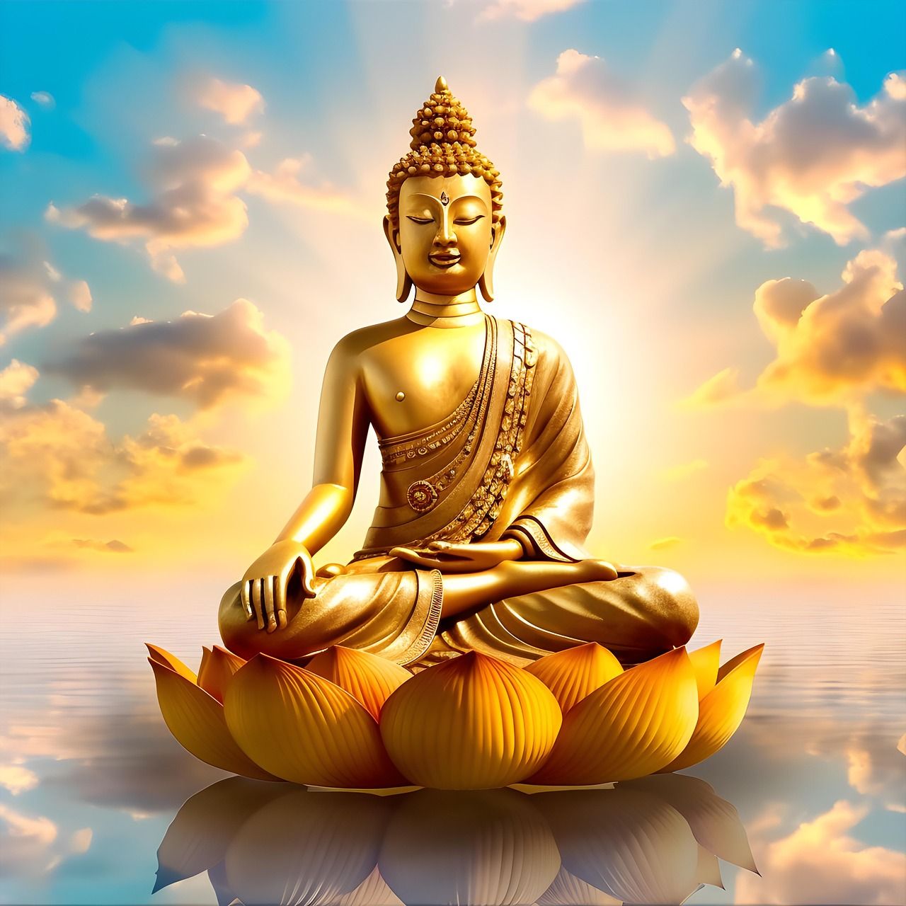 1280x1280 Download Ai Generated Buddha Statue. Royalty Free Stock Illustration Image