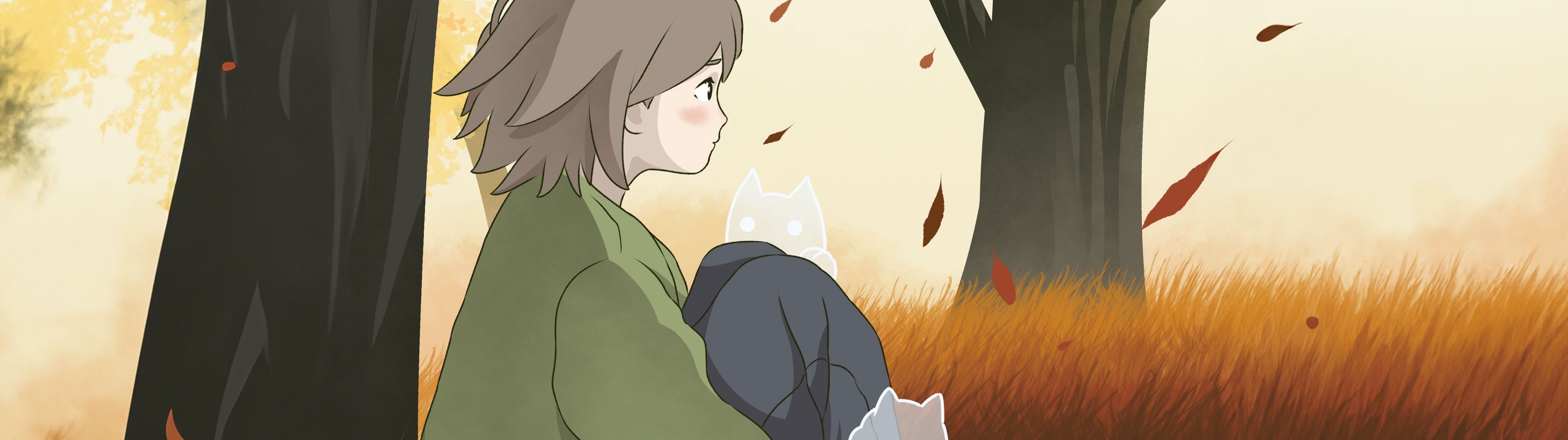 3840x1080 Lofi girl Wallpaper 4K, Autumn background, 5K