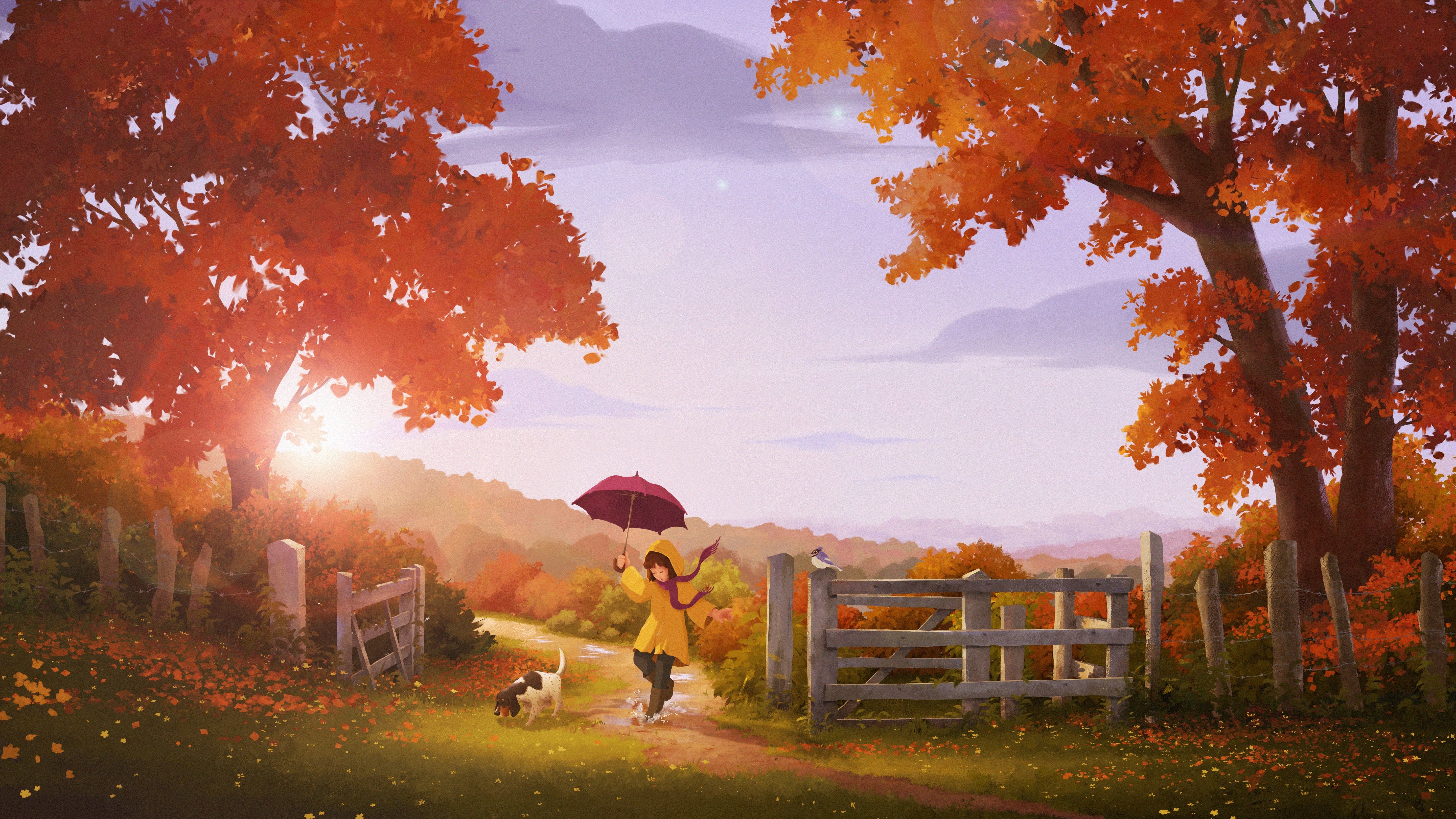 5761x3241 Lofi 4k Autumn Wallpaper