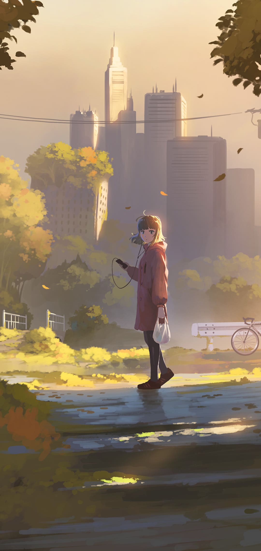 1080x2280 Lo Fi Autumn Wallpaper