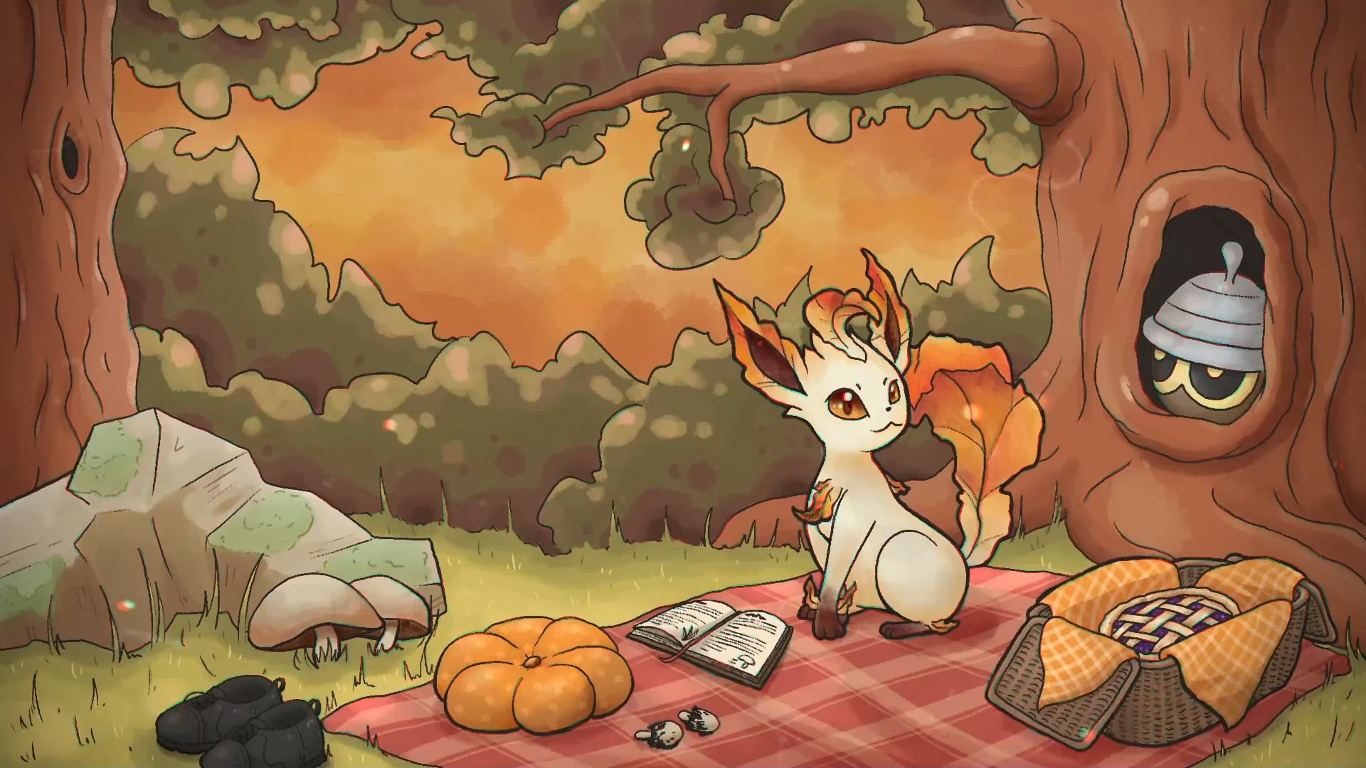 1920x1080 [OC A lofi remix of Littleroot town's theme (autumn chill vibes)