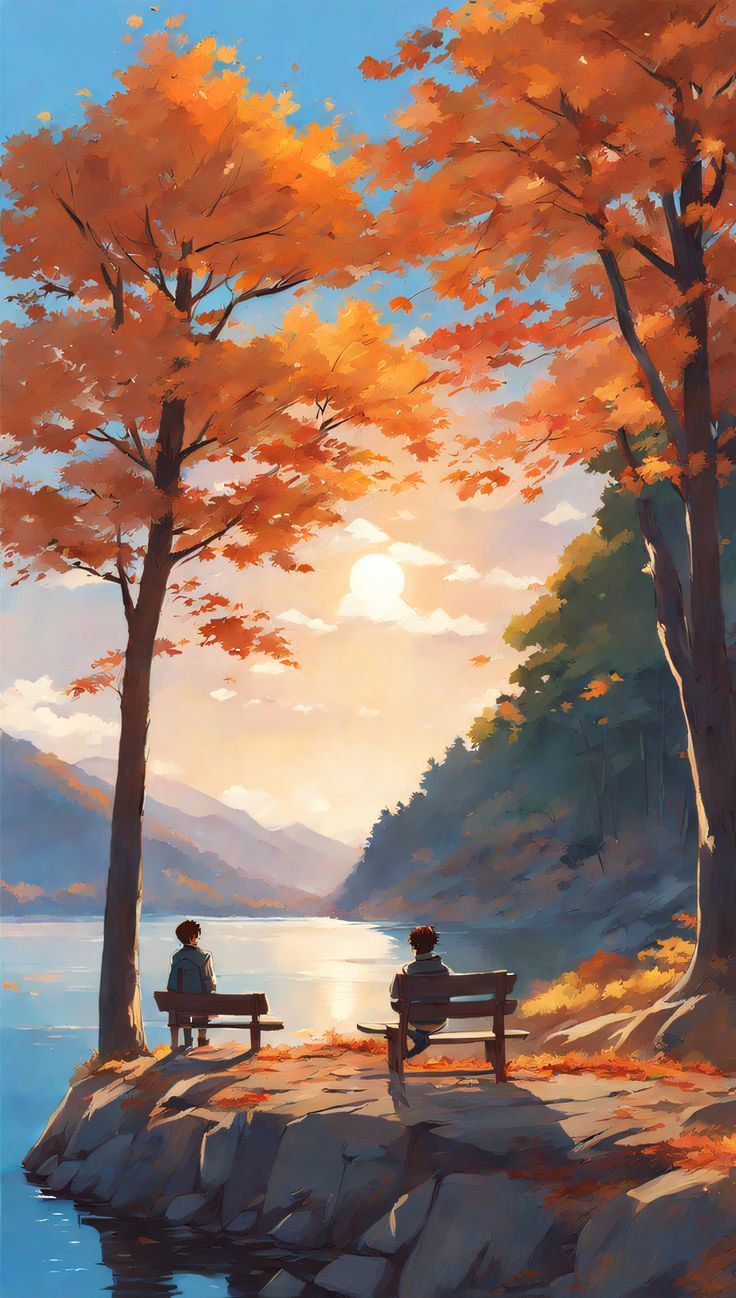 736x1298 Autumn iPhone Aesthetic Wallpaper. Autumn wallpaper drawing, Fall digital art wallpaper, Autumn lofi wallpaper
