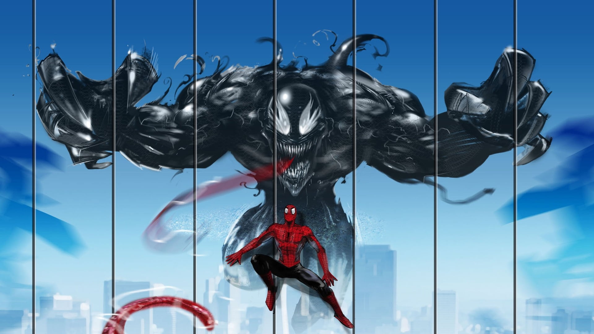 1920x1080 Spider Man, Venom, Marvel Comics, Artwork HD Wallpaper