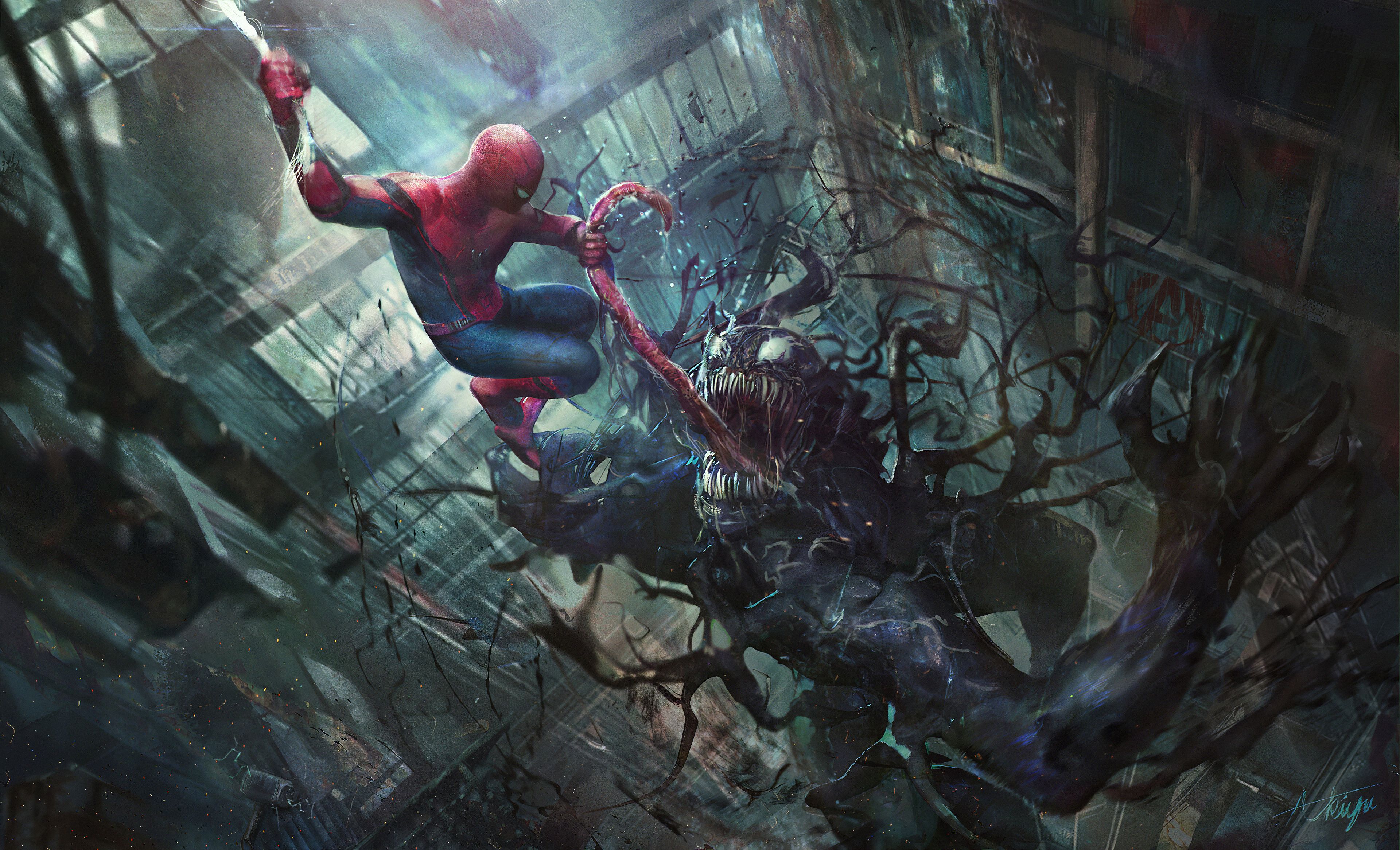 3840x2332 Venom And Spider Man iPhone , HD 4k Wallpaper, Image, Background, Photos and Picture
