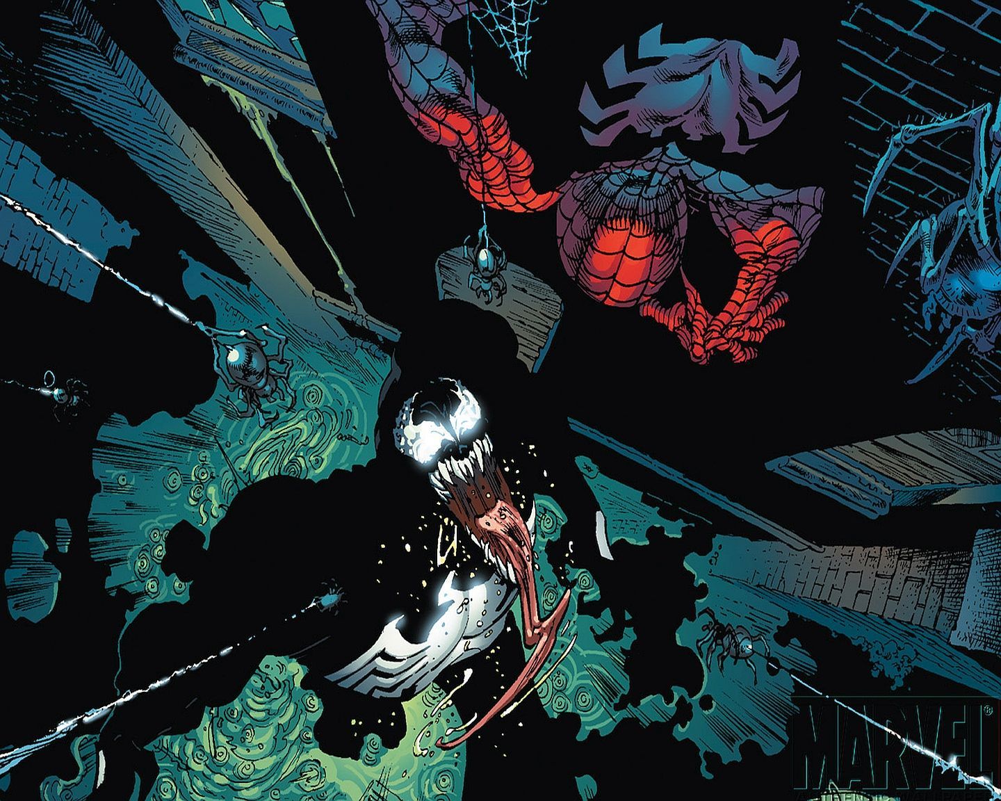1440x1152 Spider Man Vs Glowing Venom Comics