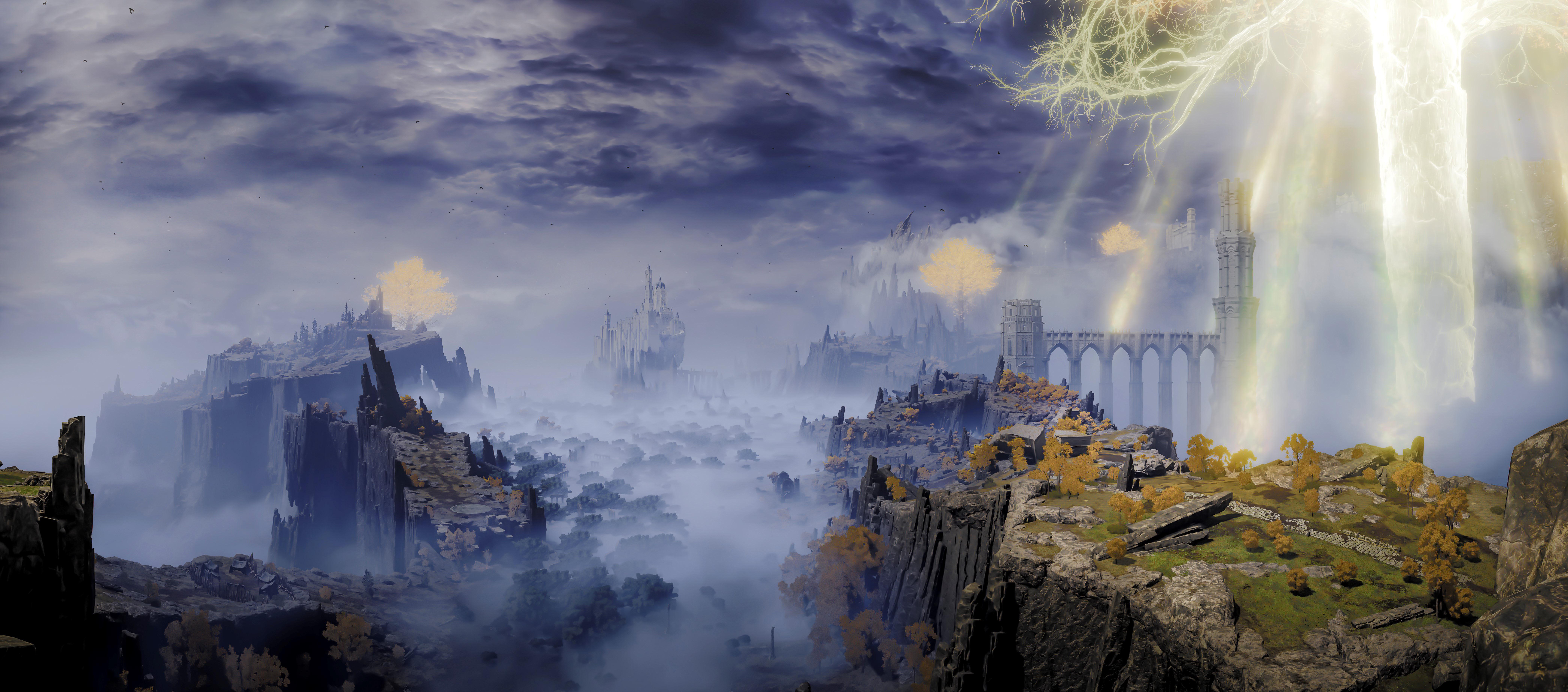 8356x3691 Some elden ring wallpaper I made of my favorite locations for sight seeing