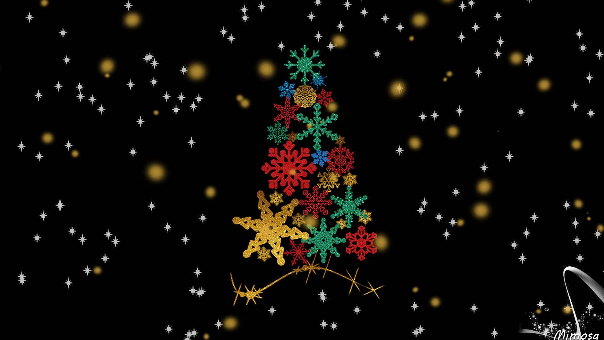1920x1080 Abstract Artistic Black Christmas Christmas Tree Green Holiday Red Snowflake Star Wallpaper:1920x1080