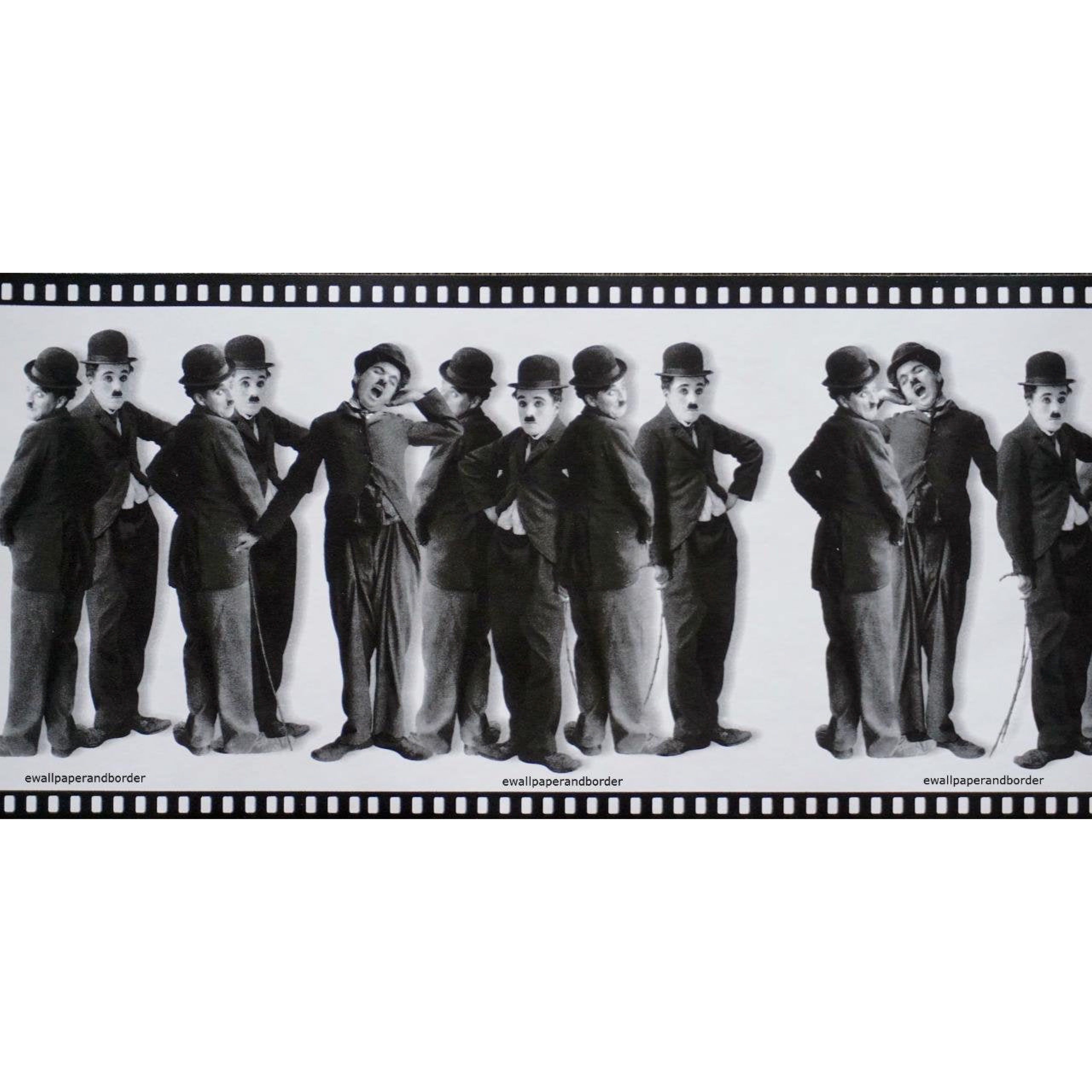 4167x4167 Charlie Chaplin Movie Wallpaper Border x 7in (Black & White, Film Reel Design)