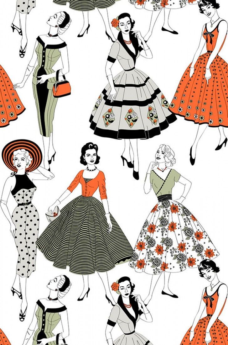 728x1100 Wallpaper Vintage Dress red orange