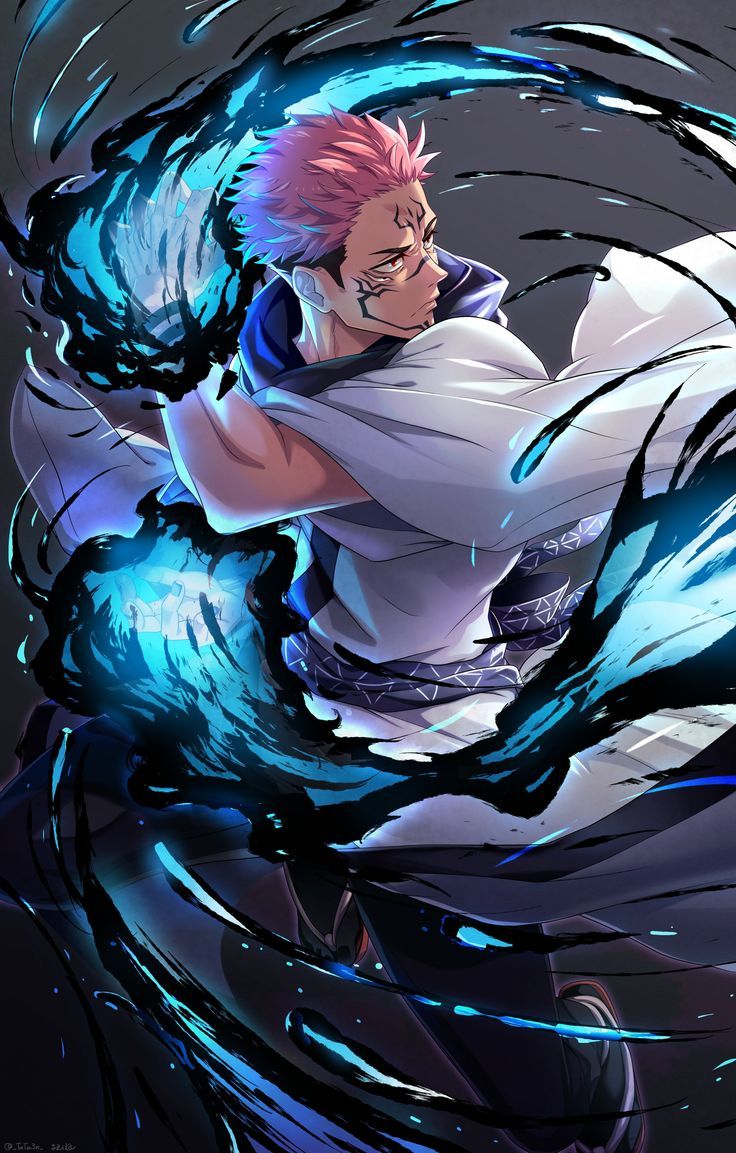 736x1153 Sukuna Jujutsu Kaisen Blue Power Amoled 4k wallpaper