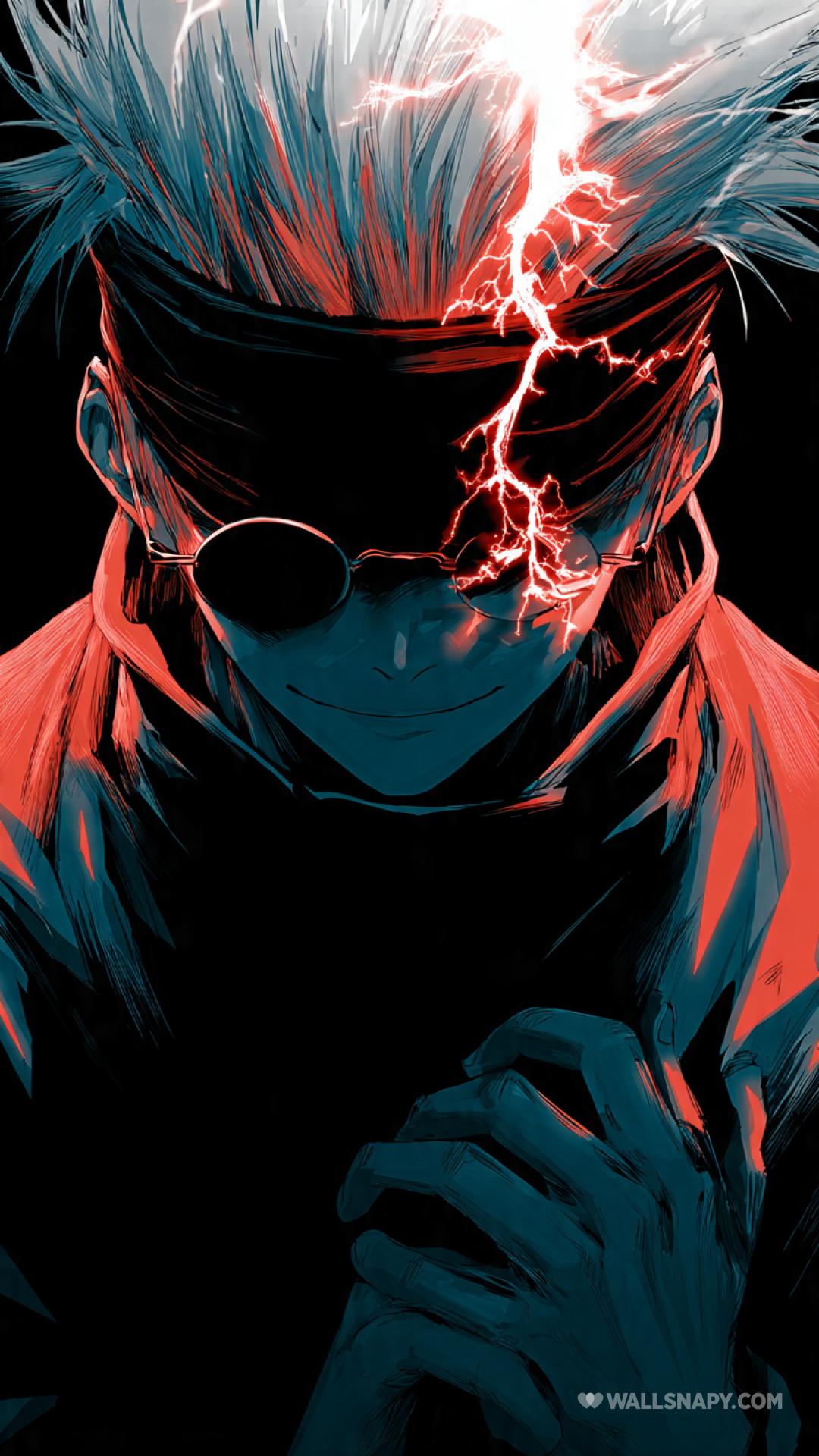 1080x1920 Satoru gojo amoled dark lightning blindfold wallpaper