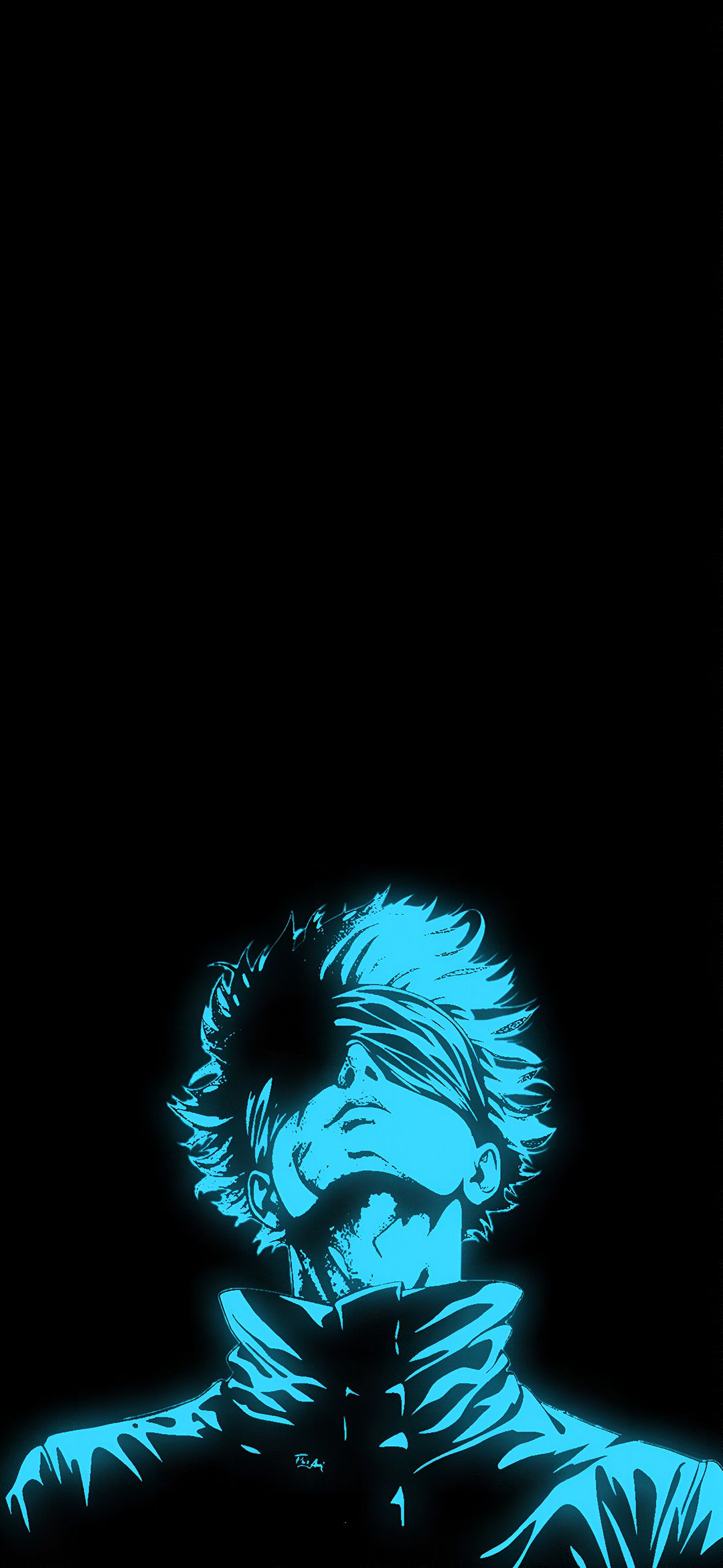 1080x2341 Gojo Satoru Neon Blue Glow 4K Wallpaperx5112