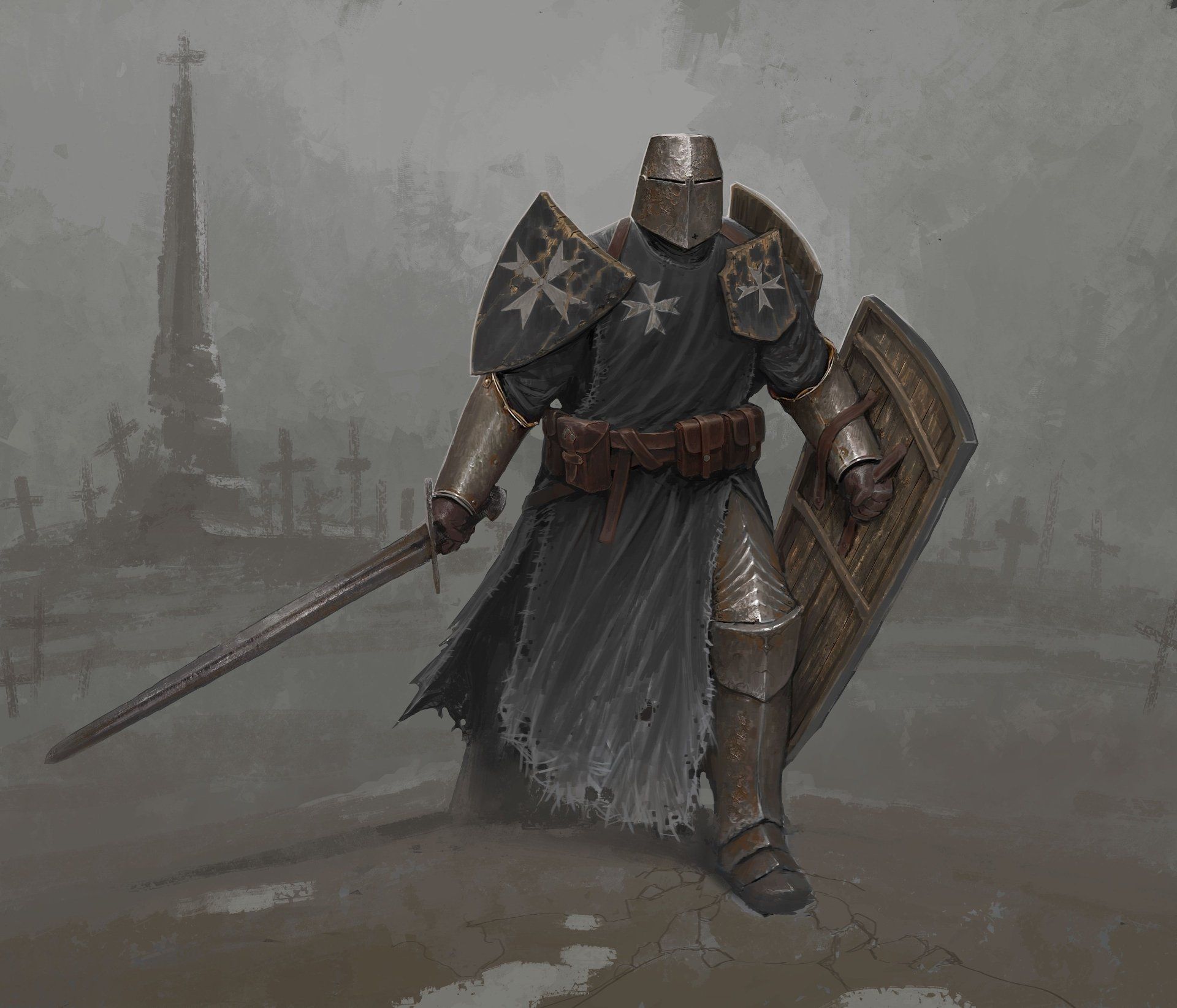 1920x1644 4K Ultra HD Fantasy Knight: Armored Warrior with Sword and Shield