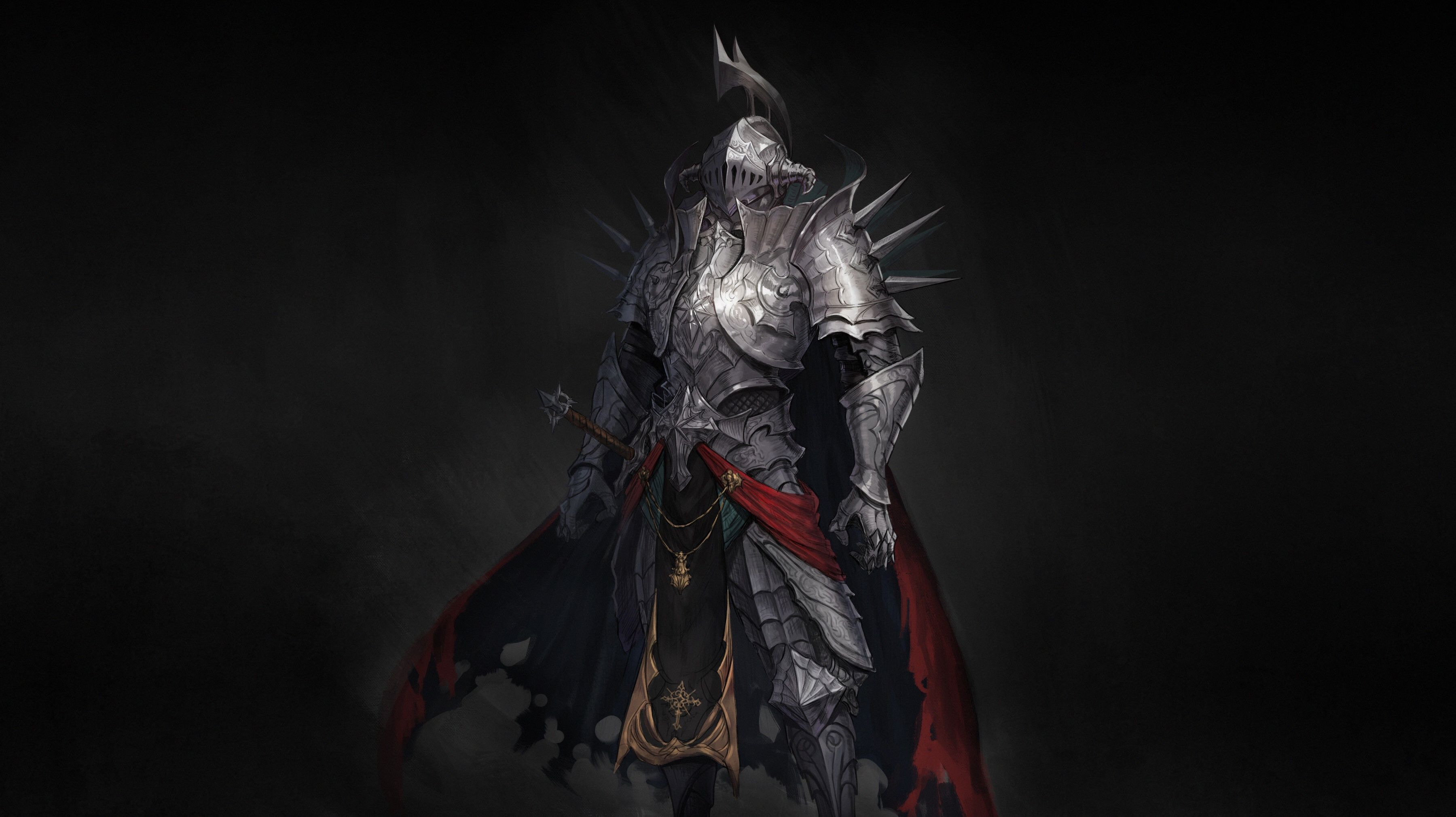 3600x2020 Desktop wallpaper: Fantasy, Knight, Armor, Warrior 4K free download for PC. 968763