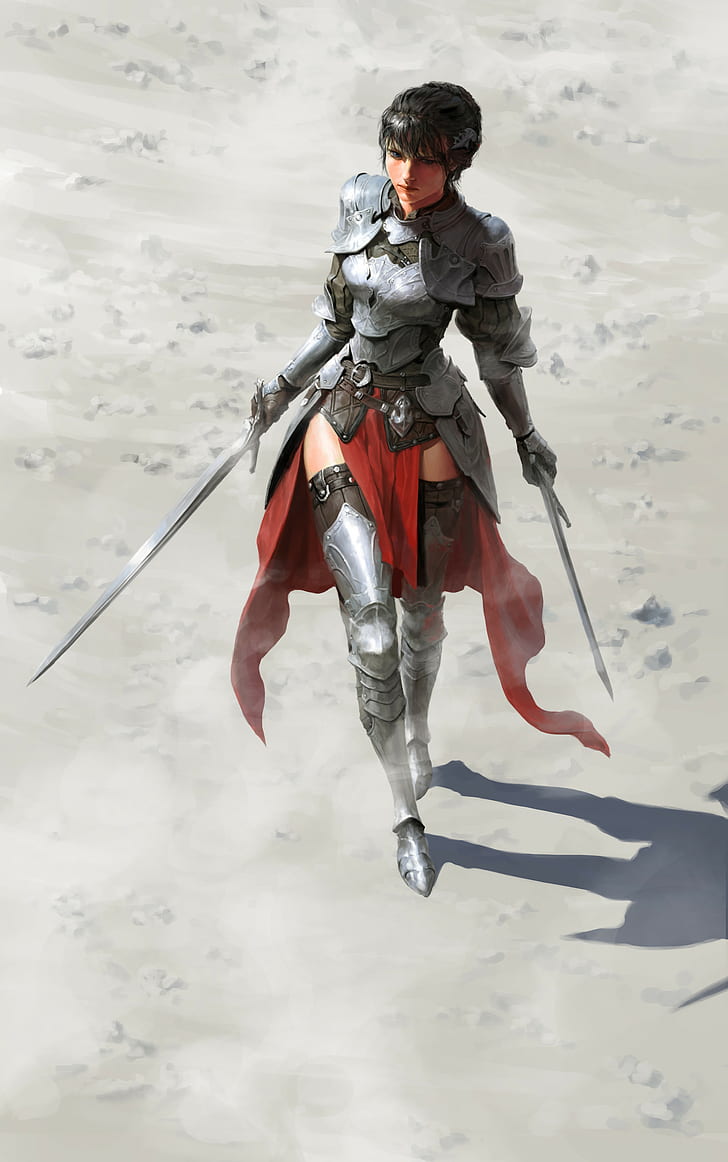 728x1162 HD wallpaper: armor, warrior, portrait display, fantasy art, fantasy girl