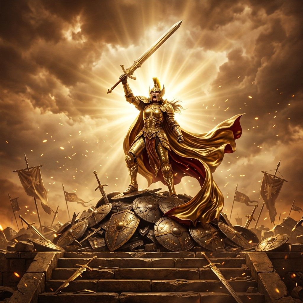 1024x1024 Download Golden Warrior Triumphant Image, Golden, Armor