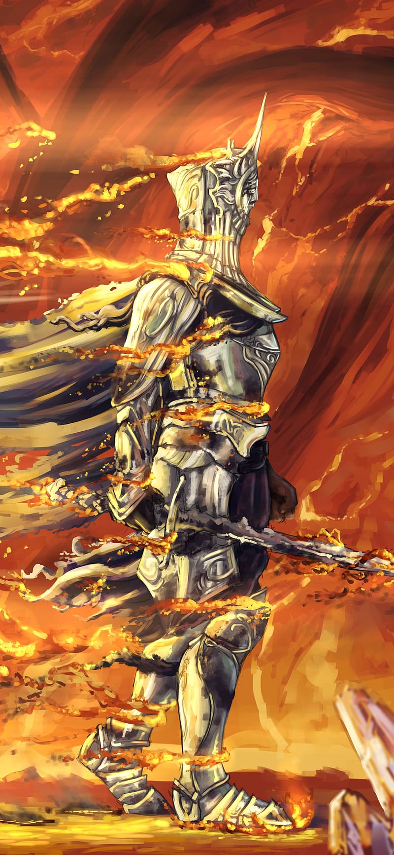 800x1733 Warrior, Knight, Armor, Sword, Video Game, Dark Souls, Dark Souls Ii, Burnt Ivory King, HD phone wallpaper