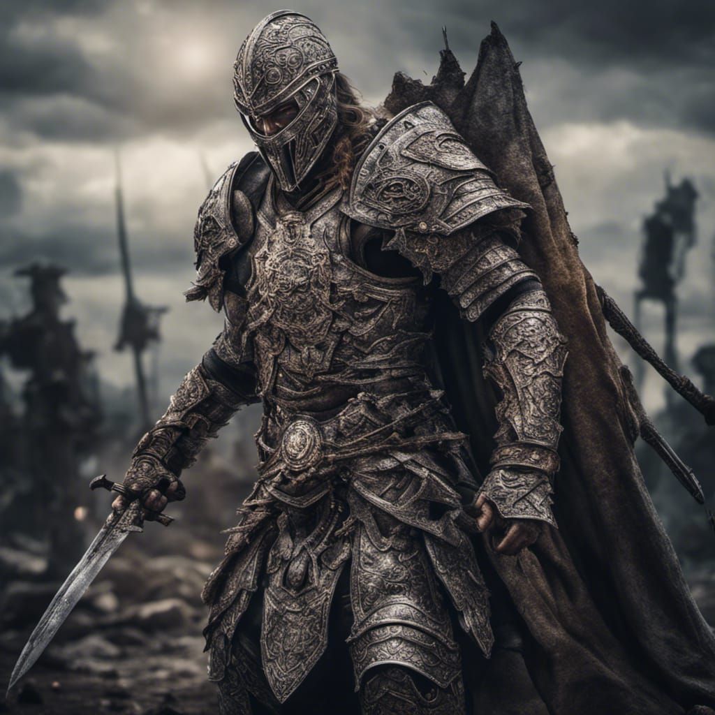 1024x1024 Armored Warrior in Dark Fantasy Art Style