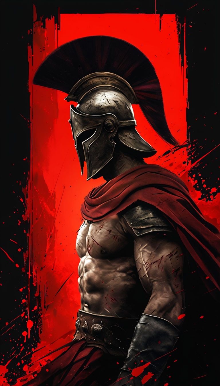 768x1344 Dramatic Black and White Warrior in Ancient Greek Armor Mobile Wallpaper