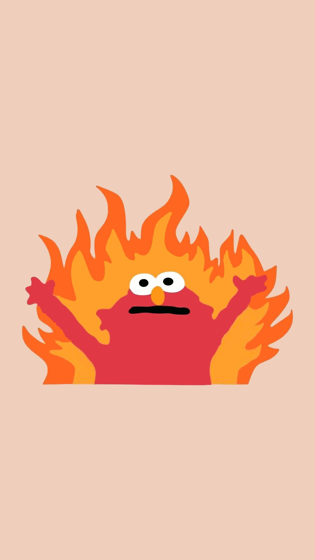 1080x1920 Download Funny Aesthetic Elmo Burning Wallpaper