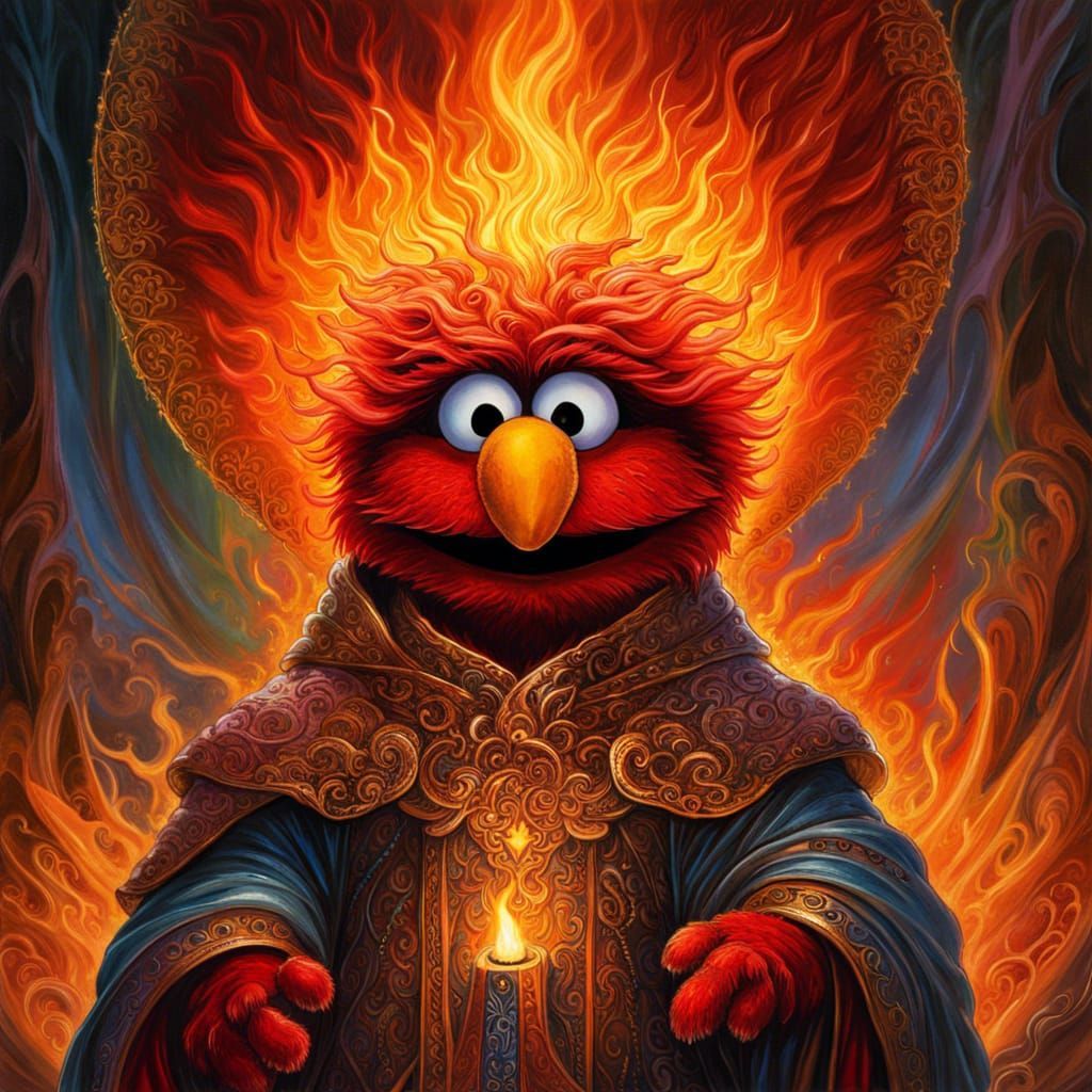 1024x1024 St. Elmo's Fire as Fiery Priest in Fantasy Art Style