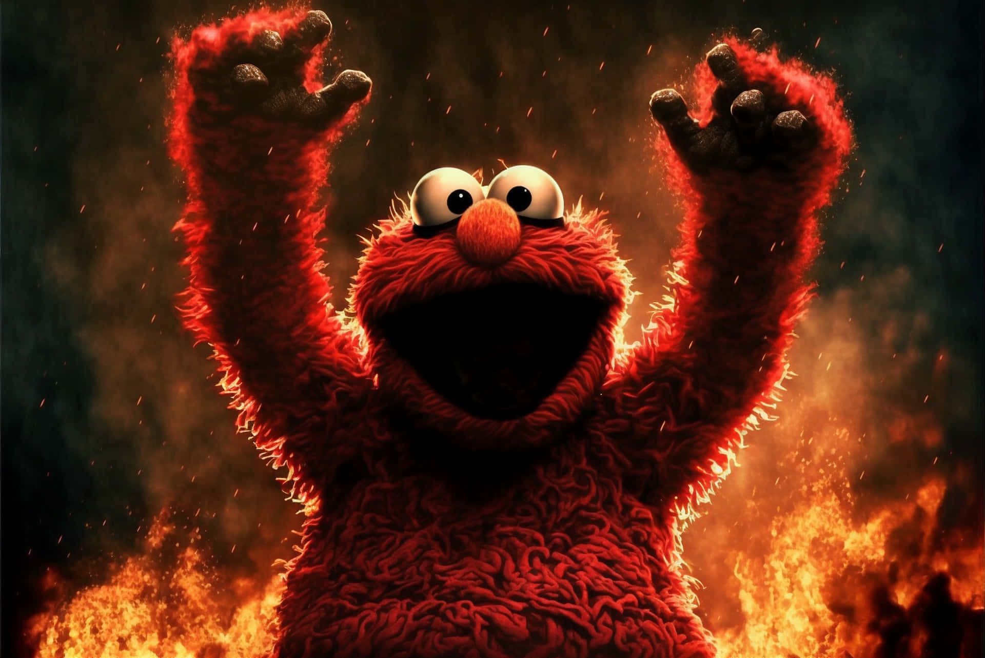1920x1282 Download Elmo, the lovable red Muppet, smiling against a colorful backdrop Background